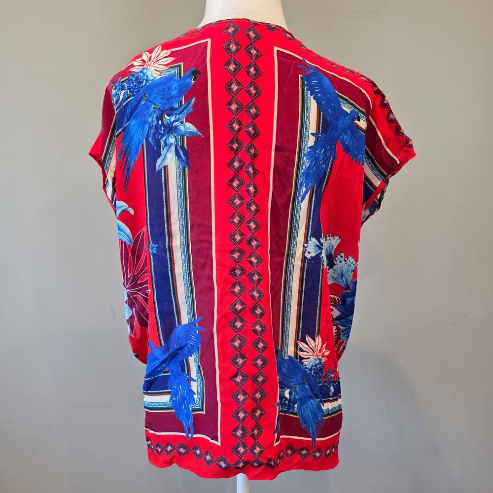 Farm Rio Macaw Scarf Top Sz Sm. Luxe Boho Resort Tropical Jungle - Picture 4 of 8